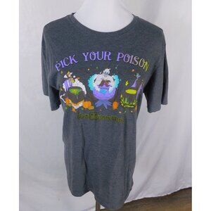 Disney Pick Your Poison Halloween Graphic T-Shirt Grey S Short Sleeve